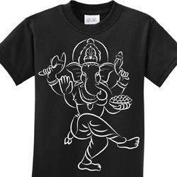 Sketch Ganesha White Print Kids Shirts