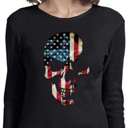 Skull Americana Ladies Long Sleeve Shirt