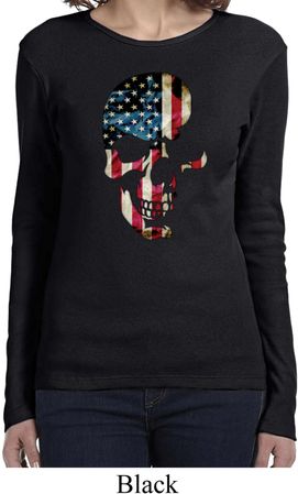 Skull Americana Ladies Long Sleeve Shirt