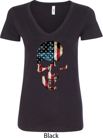 Skull Americana Ladies V-Neck Shirt