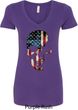 Skull Americana Ladies V-Neck Shirt
