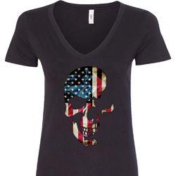 Skull Americana Ladies V-Neck Shirt