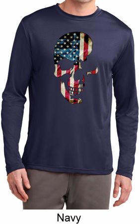 Skull Americana Mens Moisture Wicking Long Sleeve Shirt