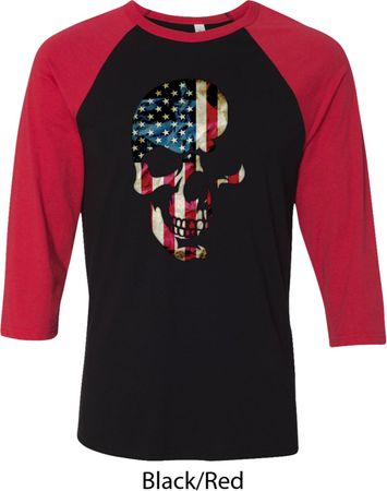 Skull Americana Mens Raglan Shirt