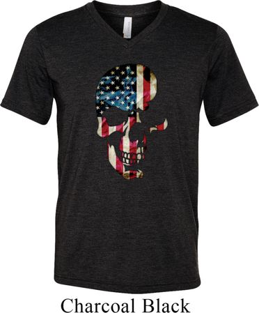 Skull Americana Mens Tri Blend V-neck Shirt