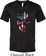 Skull Americana Mens Tri Blend V-neck Shirt