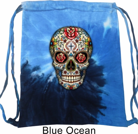Skull Bag Sugar Skull with Roses Tie Dye Bag