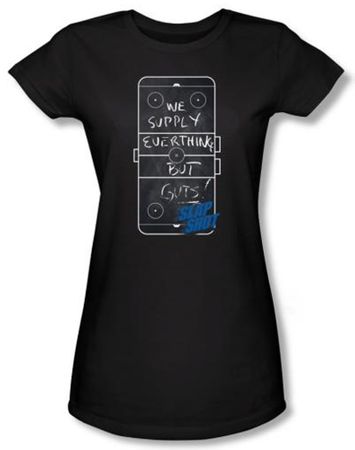 Slap Shot Juniors T-shirt Hockey Movie Chalkboard Black Tee Shirt