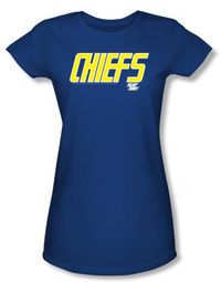 Slap Shot Juniors T-shirt Hockey Movie Chiefs Logo Royal Blue Shirt