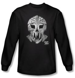 Slap Shot T-shirt Hockey Goalie Mask Adult Black Long Sleeve Tee Shirt