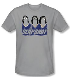 Slap Shot T-shirt Hockey Movie Brothers Adult Silver Slim Fit Shirt