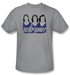 Slap Shot T-shirt Hockey Movie Brothers Adult Silver Tee Shirt