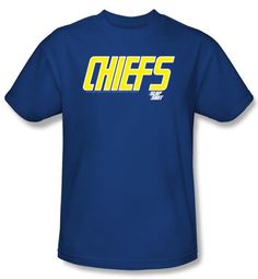 Slap Shot T-shirt Hockey Movie Chiefs Logo Adult Royal Blue Tee Shirt