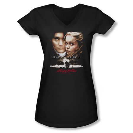Sleepy Hollow Shirt Juniors V Neck Heads Will Roll Black Tee T-Shirt