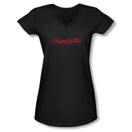 Sleepy Hollow Shirt Juniors V Neck Logo Black Tee T-Shirt