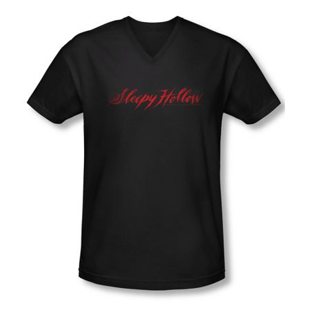Sleepy Hollow Shirt Slim Fit V Neck Logo Black Tee T-Shirt