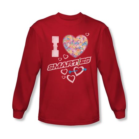 Smarties Shirt I Heart Smarties Long Sleeve Red Tee T-Shirt