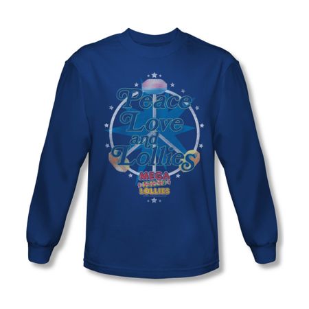 Smarties Shirt Peace Long Sleeve Royal Blue Tee T-Shirt