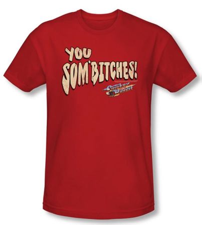 Smokey And The Bandit T-shirt Movie Sombitch Adult Red Slim Fit Shirt