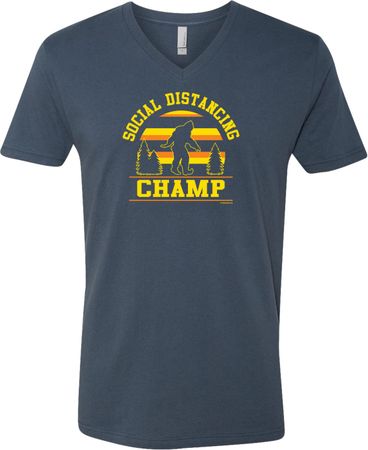 Social Distancing Champ Adult V-Neck T-Shirt
