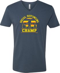 Social Distancing Champ Adult V-Neck T-Shirt