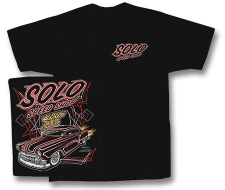 Solo Speed Shop T-Shirt - Chevy Kustom Classic Car Black Tee Shirt