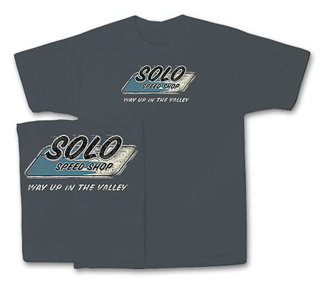 Solo Speed Shop T-Shirt - Distressed Logo Classic Charcoal Tee Shirt