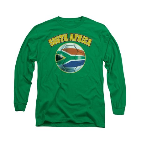 South Africa Soccer Futbol Shirt Long Sleeve Kelly Green Tee T-Shirt
