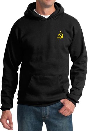 Soviet Hoodie Hammer and Sickle Yellow Logo Pocket Print Hoody
