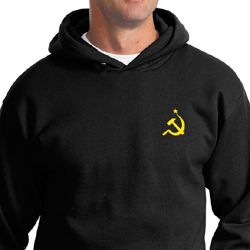 Soviet Hoodie Hammer and Sickle Yellow Logo Pocket Print Hoody