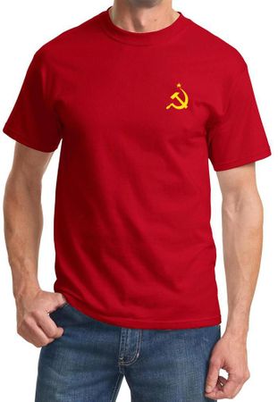Soviet Shirt Hammer and Sickle Yellow Logo Pocket Print