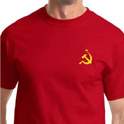 Soviet Shirt Hammer and Sickle Yellow Logo Pocket Print