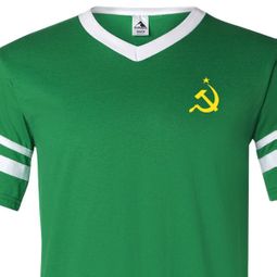 Soviet Soccer Mens Futbol Shirt - Small Print - Yellow Logo