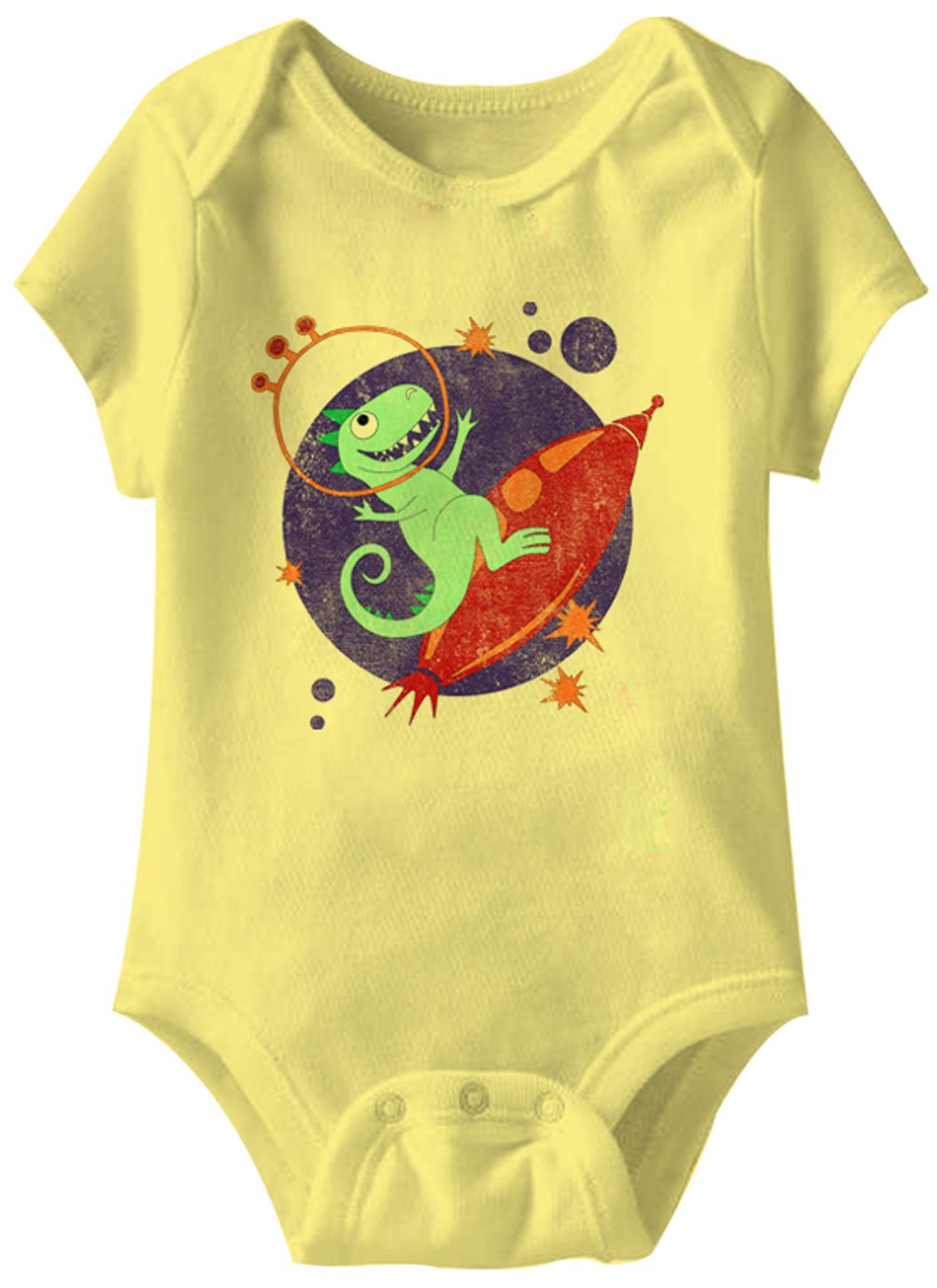 Space Dino Funny Baby Romper Yellow Infant Babies Creeper Funny Baby