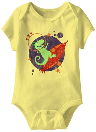 Space Dino Funny Baby Romper Yellow Infant Babies Creeper