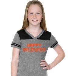 Spooky Happy Halloween Girls Football Tee