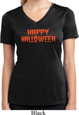 Spooky Happy Halloween Ladies Dry Wicking V-neck