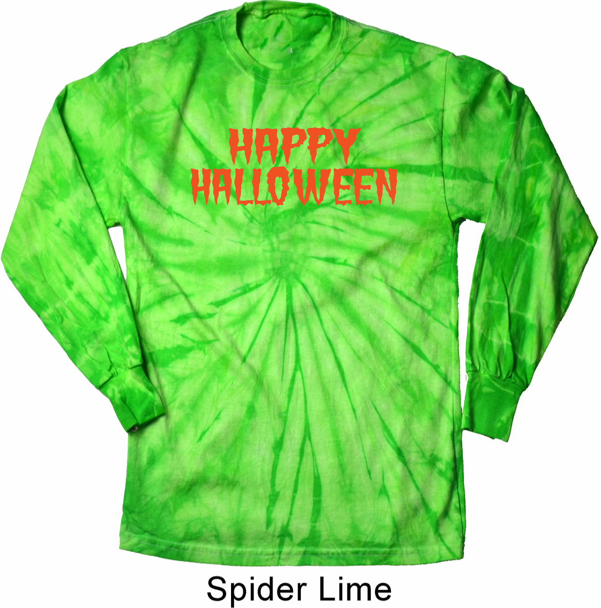 Spooky Happy Halloween Long Sleeve Tie Dye Shirt - Spooky Happy Halloween Mens Shirts