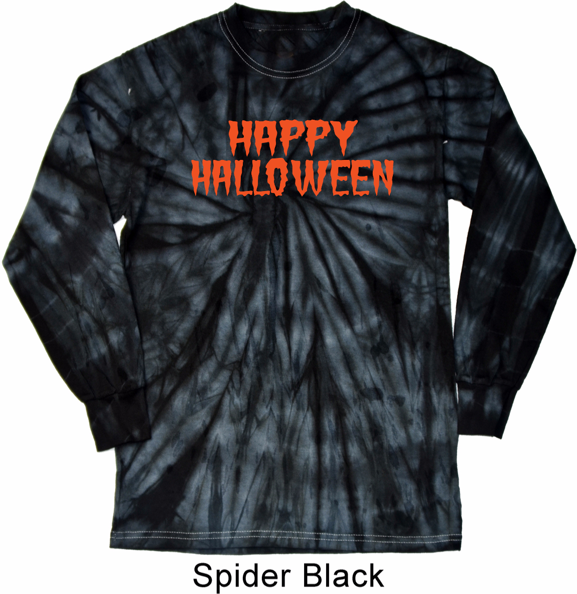 Spooky Happy Halloween Long Sleeve Tie Dye Shirt - Spooky Happy Halloween Mens Shirts