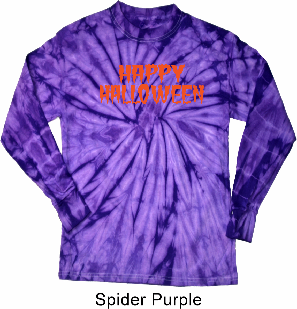 Spooky Happy Halloween Long Sleeve Tie Dye Shirt - Spooky Happy Halloween Mens Shirts