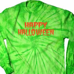 Spooky Happy Halloween Long Sleeve Tie Dye Shirt Spooky Happy Halloween Long Sleeve Tie Dye Shirt