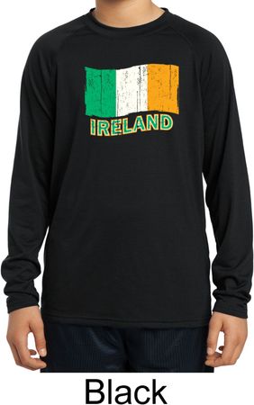 St Patrick's Day Distressed Ireland Flag Kids Dry Wicking Long Sleeve