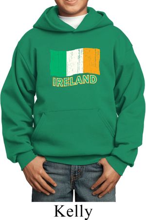 St Patrick's Day Distressed Ireland Flag Kids Hoody