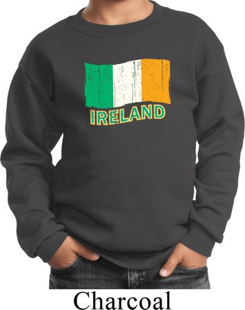 St Patrick's Day Distressed Ireland Flag Kids Sweat Shirt