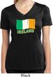 St Patrick's Day Distressed Ireland Flag Ladies Dry Wicking V-neck