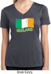 St Patrick's Day Distressed Ireland Flag Ladies Dry Wicking V-neck
