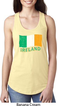 St Patrick's Day Distressed Ireland Flag Ladies Ideal Tank Top