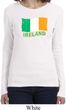 St Patrick's Day Distressed Ireland Flag Ladies Long Sleeve Shirt