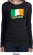 St Patrick's Day Distressed Ireland Flag Ladies Long Sleeve Shirt