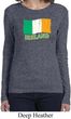 St Patrick's Day Distressed Ireland Flag Ladies Long Sleeve Shirt